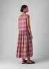 Check Cotton Gathered Waist Dress | Raspberry